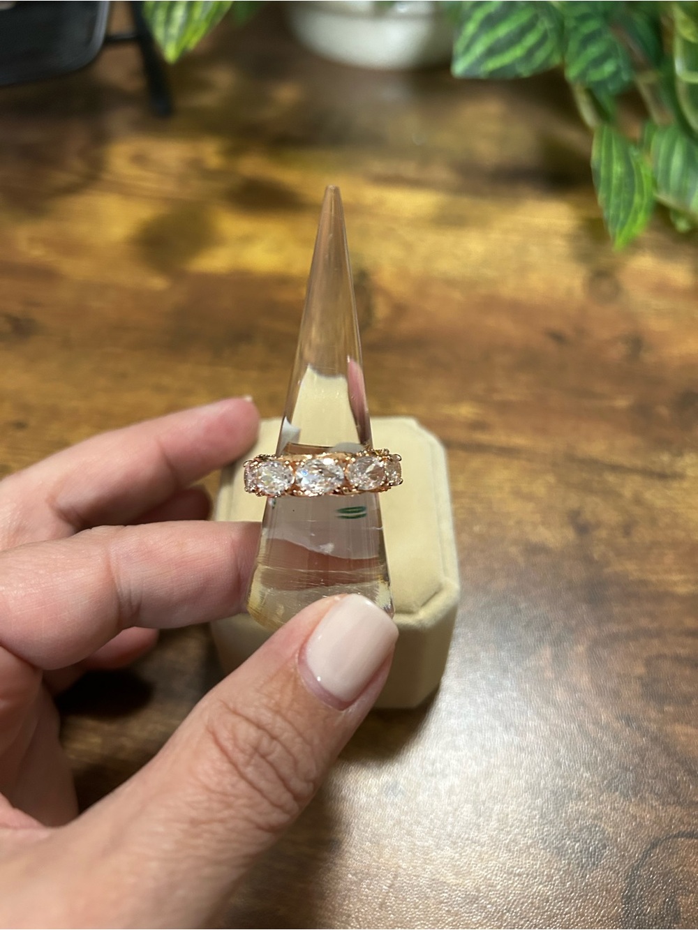 Bomb Party Rose Gold & Diamond CZ Band Ring, Size 8